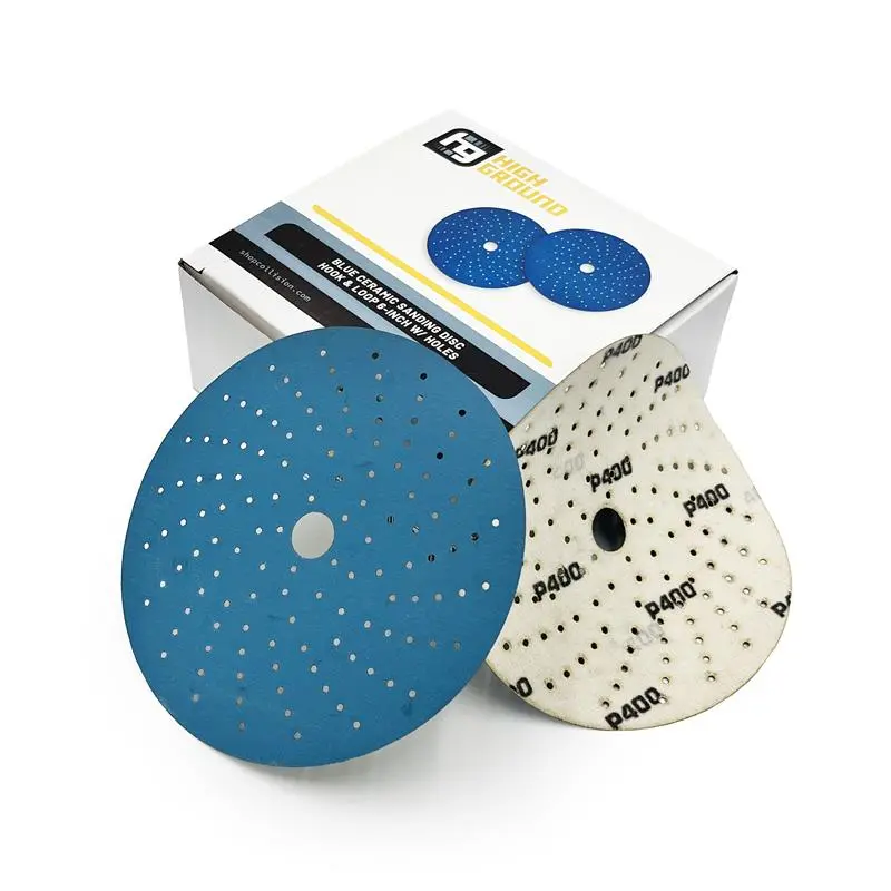 High Ground Blue Ceramic Hook & Loop 6" W/ Holes Sanding Disc 1