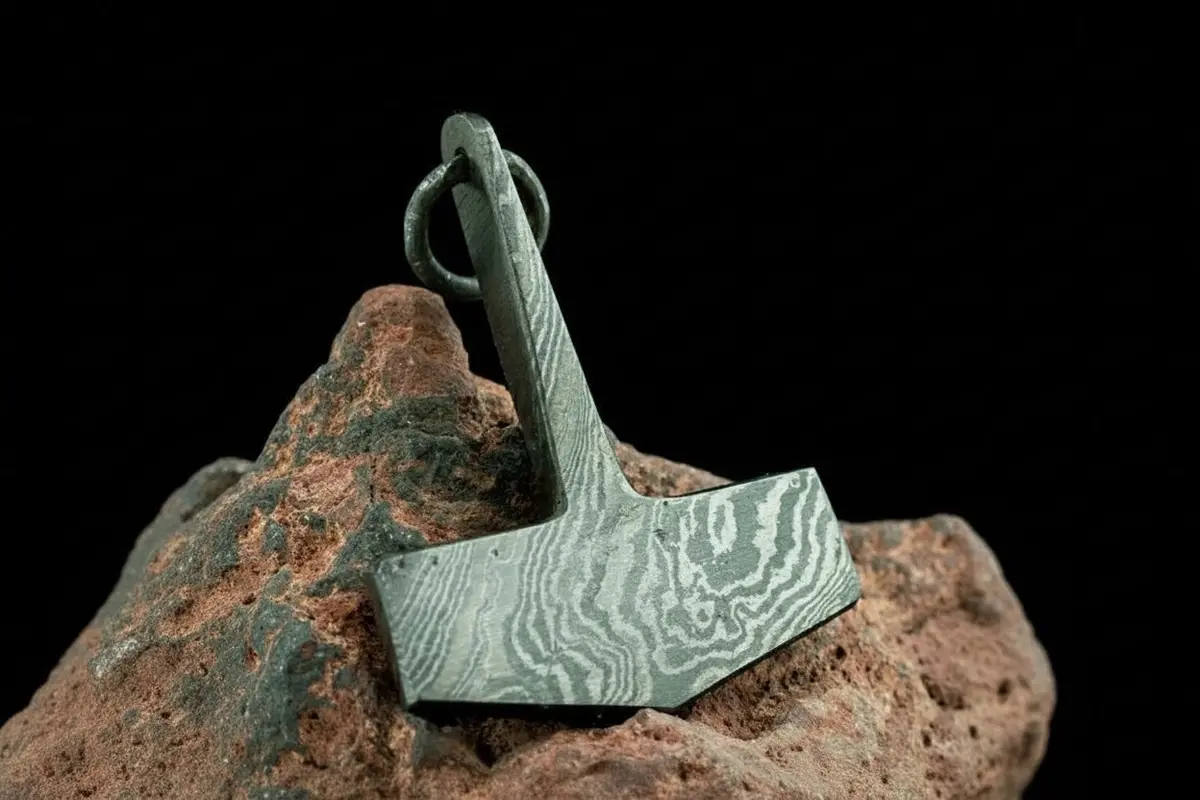 De-0015 Custom Handmade Damascus Steel Viking Pendant /Thor Hammer Pendant/Jewellery 1