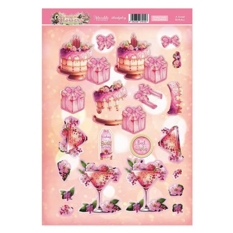 A Sweet Birthday Decoupage Topper Sheet 1