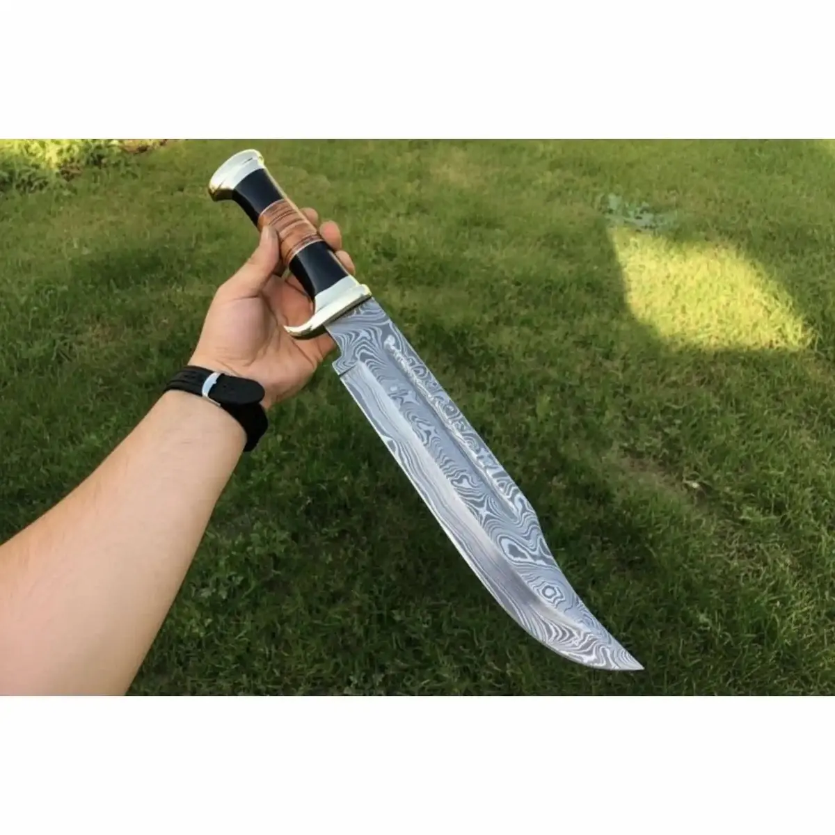 Dundee Clip Point Bowie Knife, Damascus Or Mirror Polish Blade, Coffin Handle, Handmade Long Bowie, Jw Steelcrafts 1