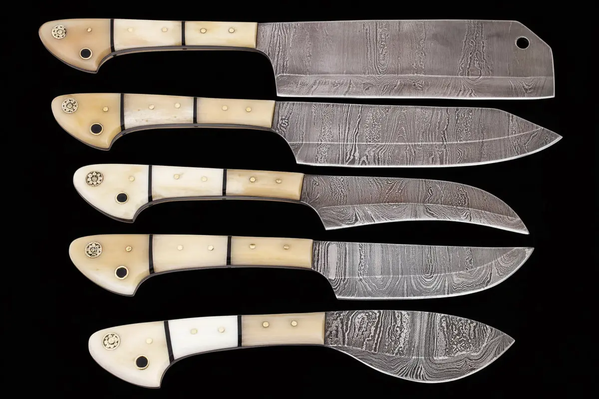 Est Custom Handmade Damascus Steel Beautiful 5Pcs. Kitch Dk-0011 1