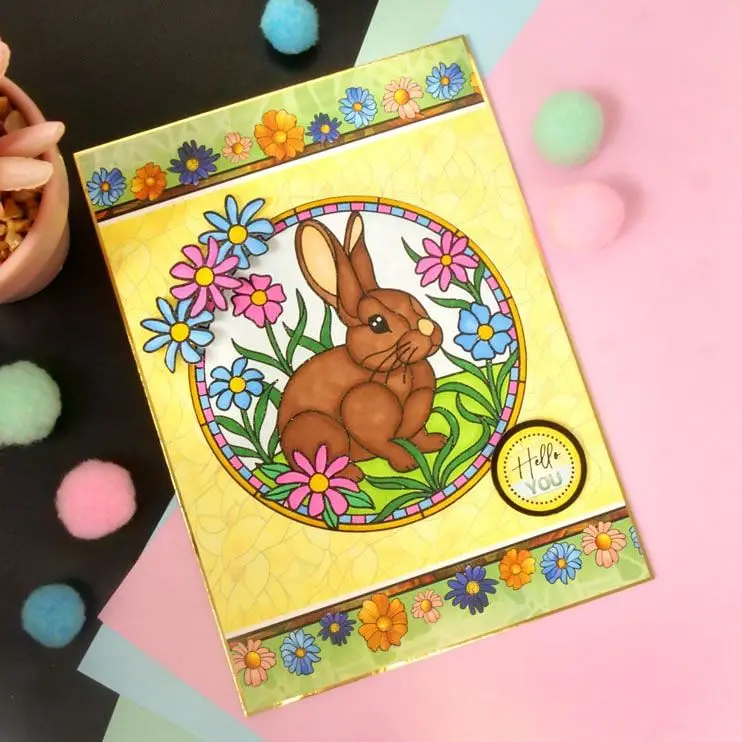 For The Love Of Stamps - Stained Glass Meadow Bunny 2
