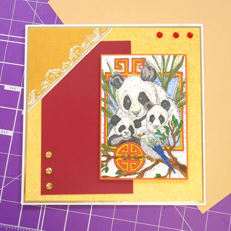 For The Love Of Stamps - Peaceful Pandas A6 Stamp Set 2