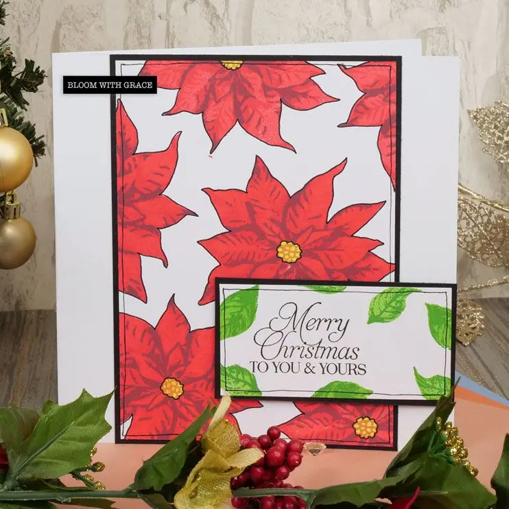 For The Love Of Stamps - Layering Poinsettia A5 Stamp Set 2