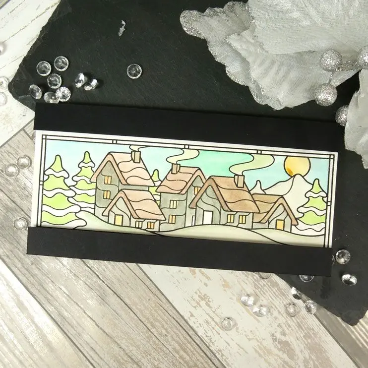 For The Love Of Stamps - A Stained Glass Christmas - Snowy Town 2