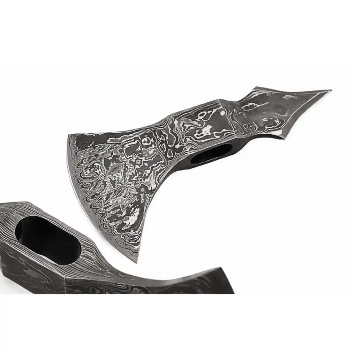 Hand-Forged Damascus Spike Poll Axe Head 1