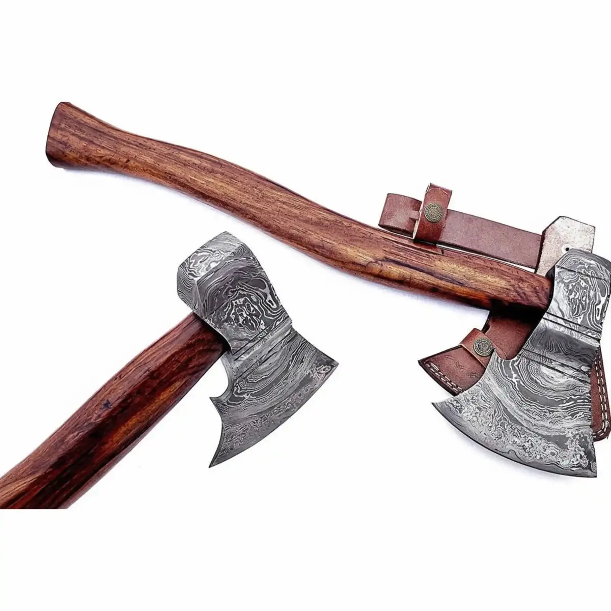 Hand Forged Damascus Viking Bearded Axe, 22 Inch Skeggøx Norse Working Axe With Hardwood Handle And Leather Sheath | Jw Steelcrafts 1