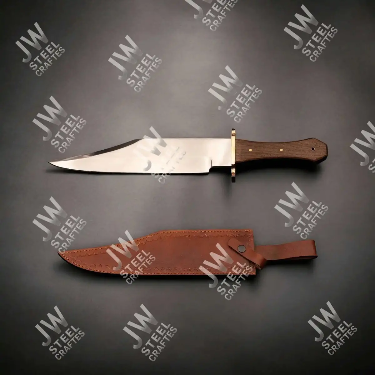 Clip Point High Carbon Steel Bowie Knife, Hand Forged, Rosewood Handle 2