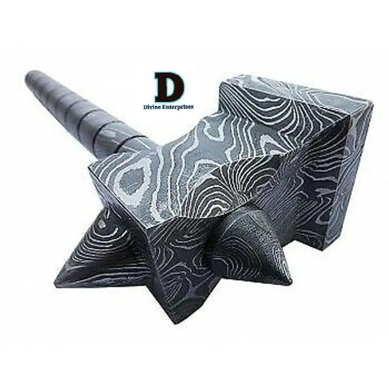 Hand Made Damascus Steel Viking Hammer Divine Enterprises 1