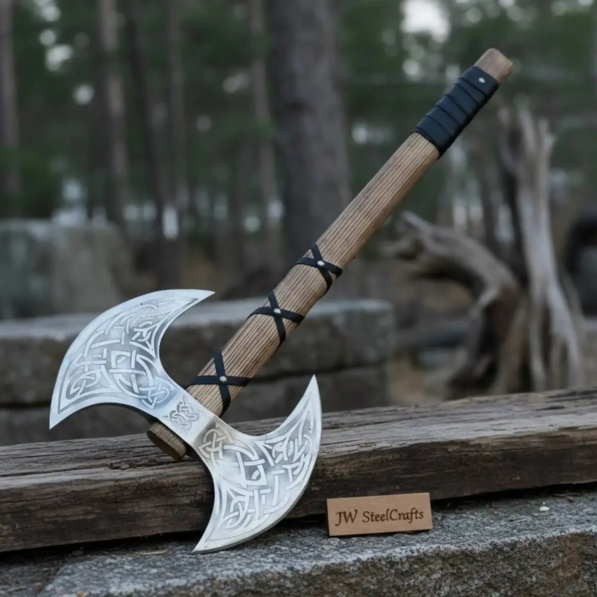 Unique Double-Headed Viking Axe - Handcrafted Decor Piece | Two Styles Available | Jw Steelcrafts 1