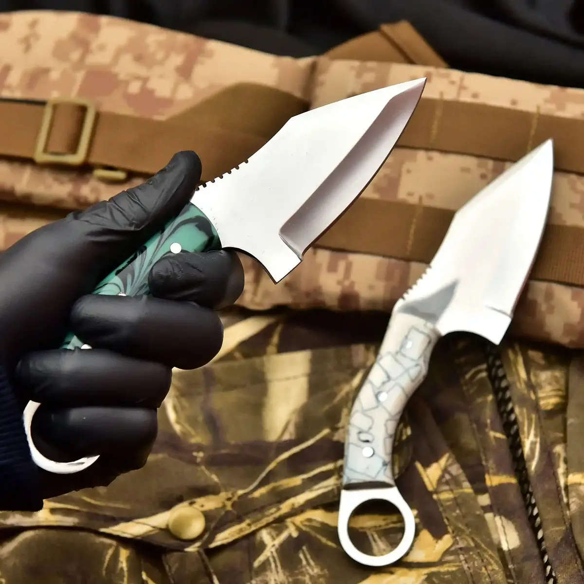 Handcrafted Stainless Steel Outdoor Utility Knife – Ring Handle – Resin Grip – Jw Steelcrafts 1