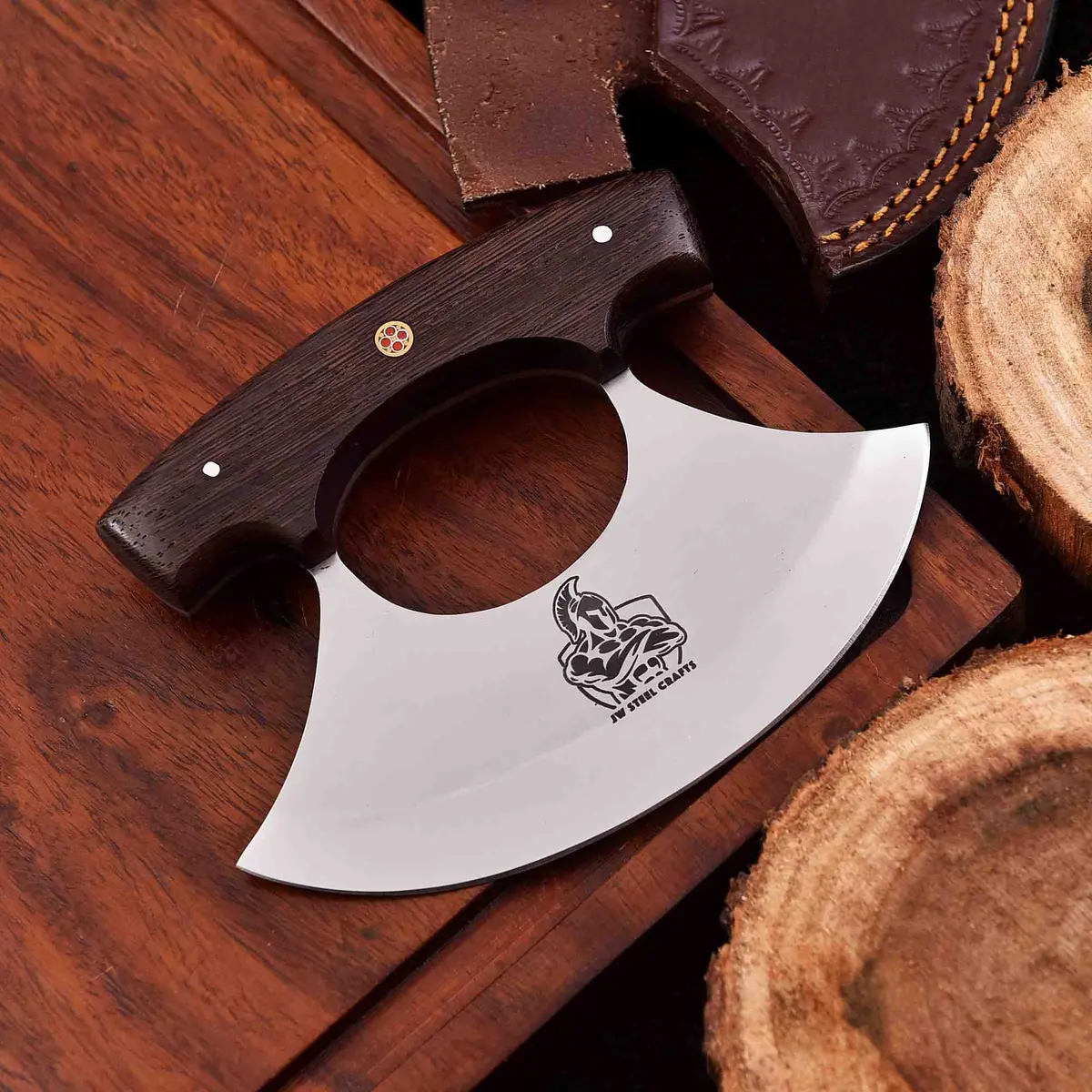 Handcrafted Ulu Chopper Knife – Wenge Wood Handle | Stainless Steel Blade | Jw Steelcrafts 1
