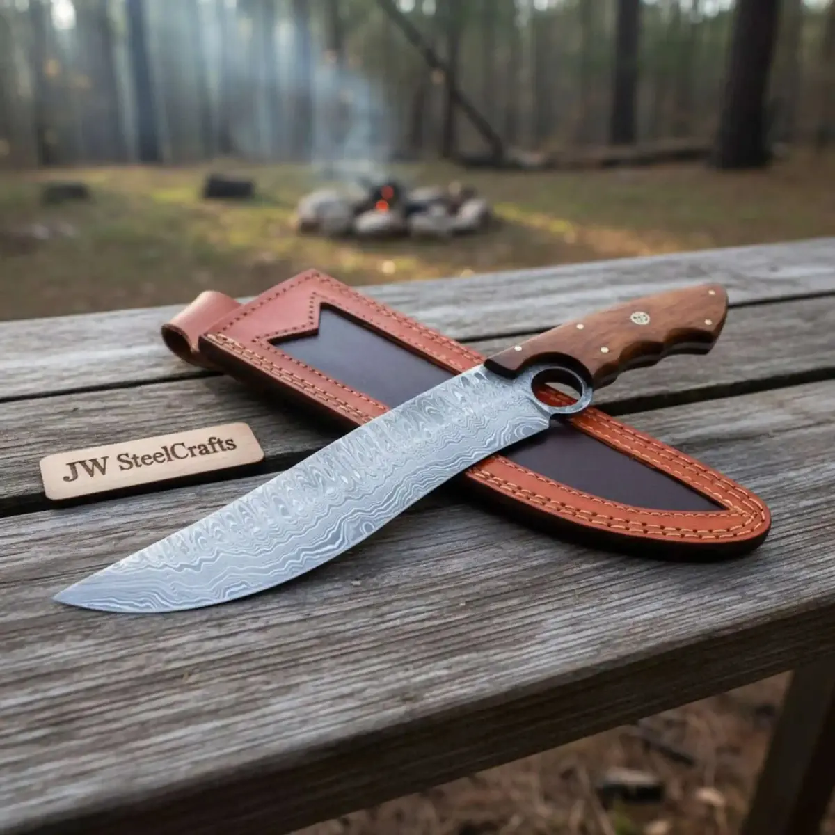 Handmade Clip Point Bowie Knife Damascus Steel Finger Choil Jw Steelcrafts 1