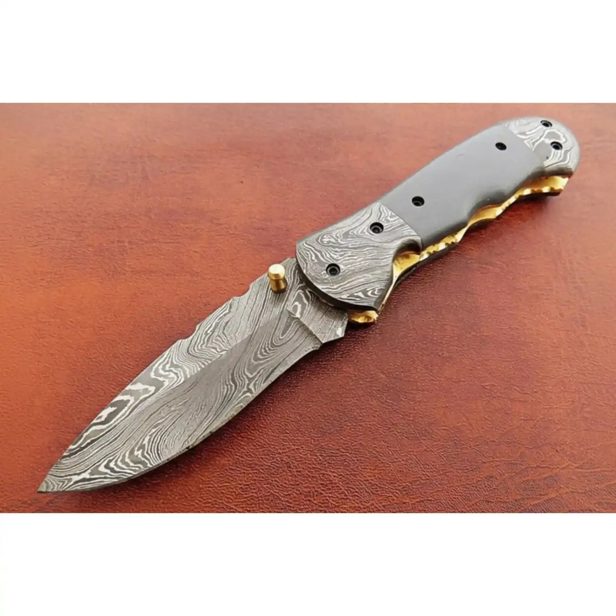 Handmade Damascus Folding Knife With Gray Micarta Handle, Custom Pocket Knife, Edc Damascus Folder By Jw Steelcrafts 1