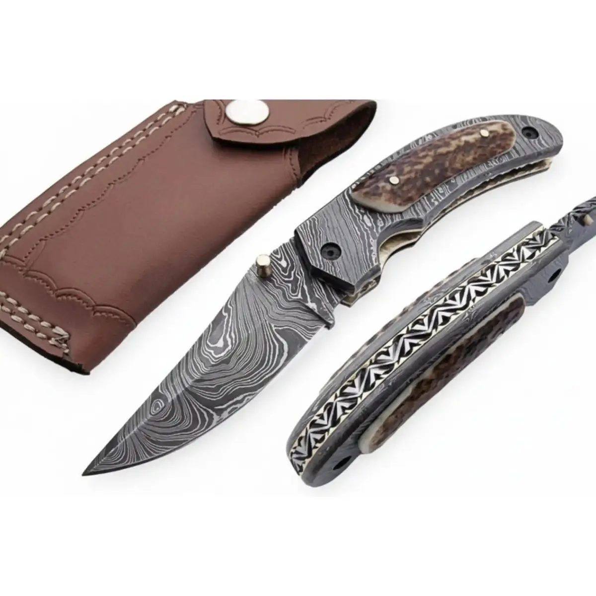 Handmade Damascus Folding Pocket Knife With Floral Engraved Handle – Compact Edc Knife By Jw Steelcrafts 1