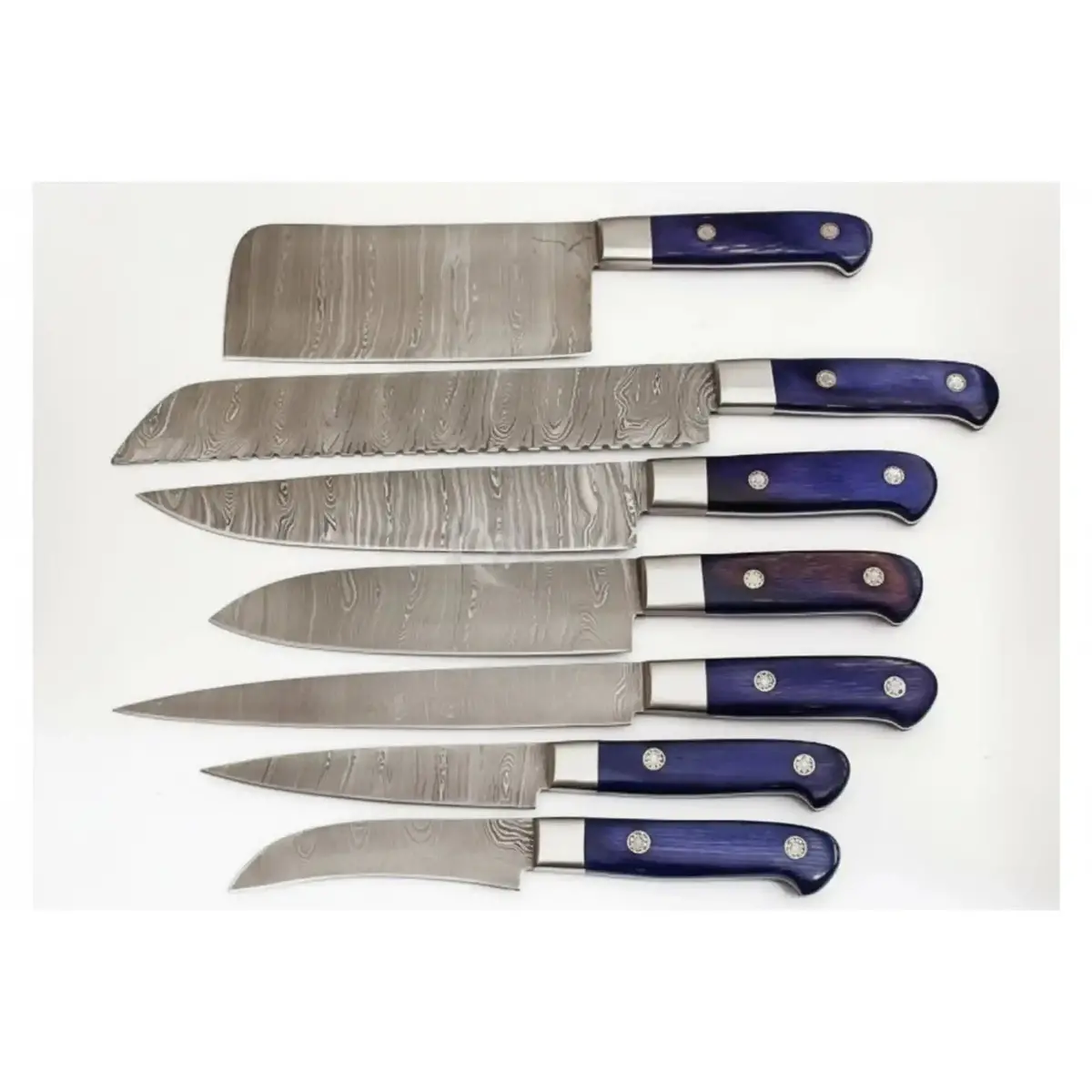 Purple Wood Handle Damascus Kitchen Knife Set | Professional Cooking Knives By Jw Steelcrafts 1