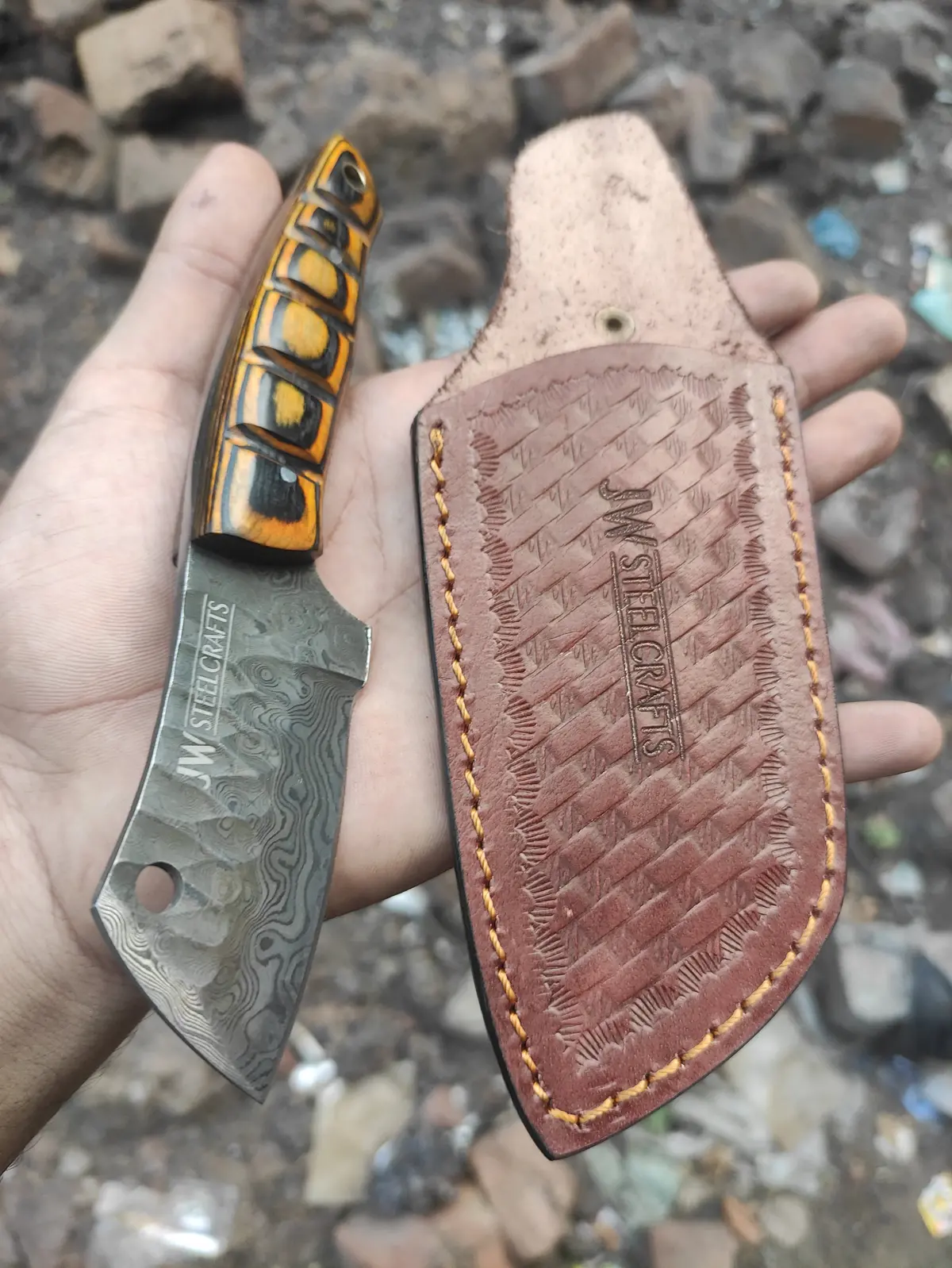 Handmade Damascus Mini Edc Knife — Everyday Carry Survival Tool 1