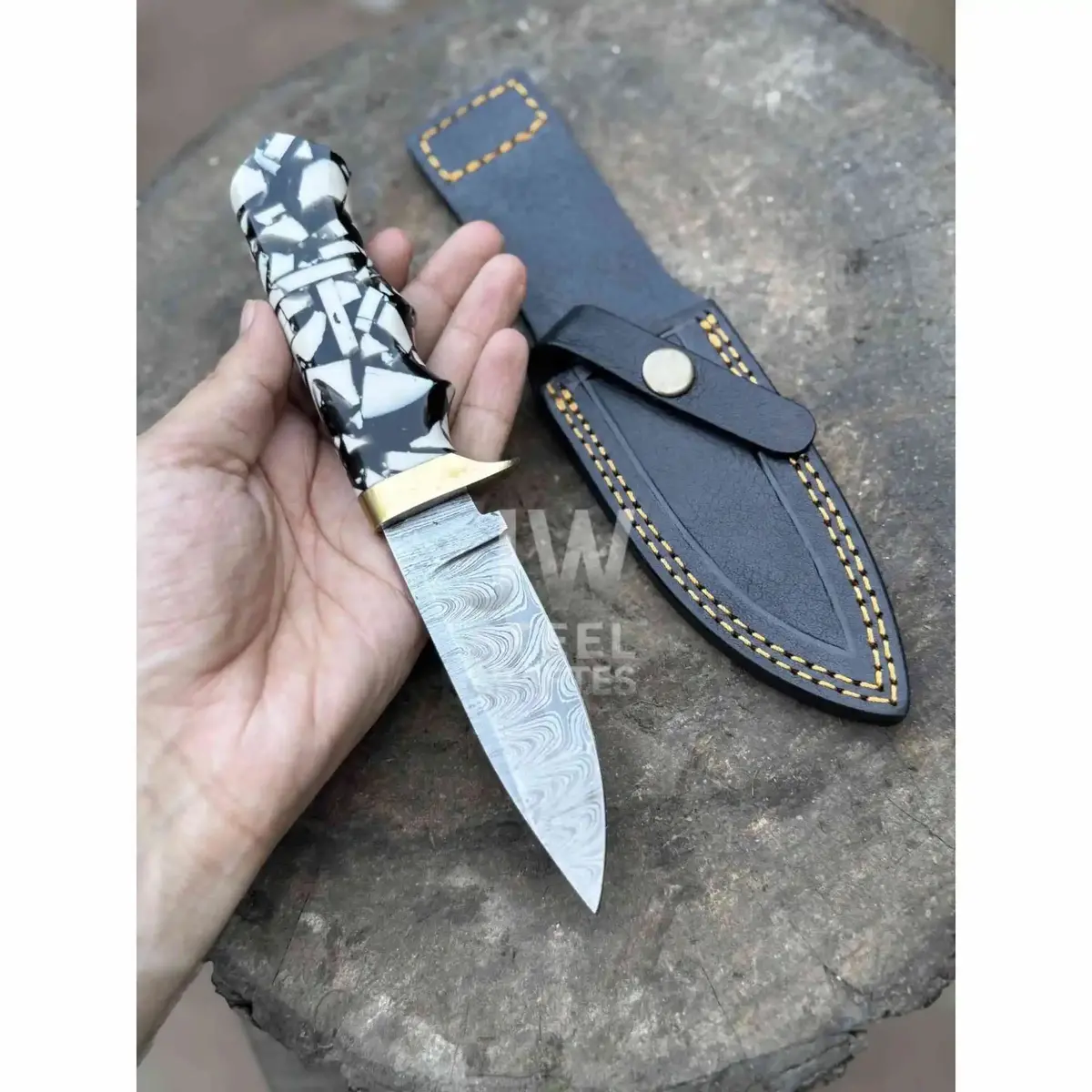 Handmade Damascus Outdoor Utility Knife – Multiple Handle Options 1