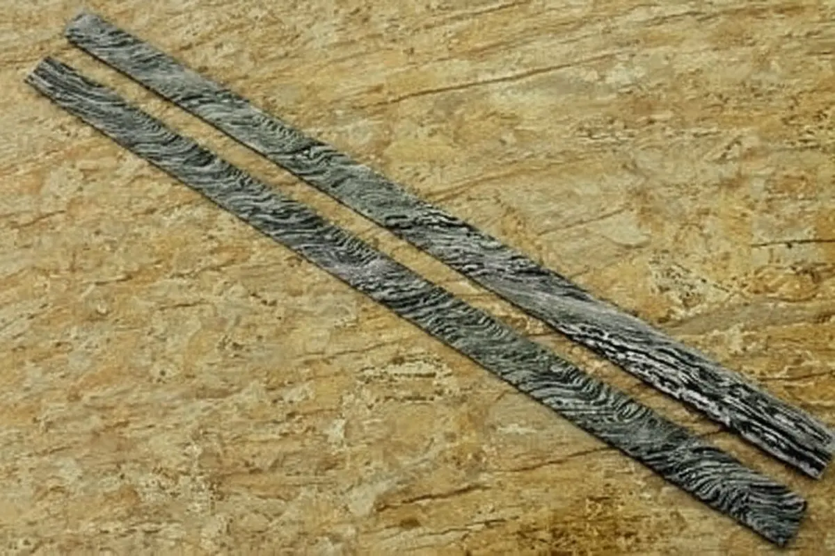 Handmade Damascus Steel 27 Inches Forged Billets Pair - Fire Storm Pattern /Raw Materials For Knife Making Dk-0169 1