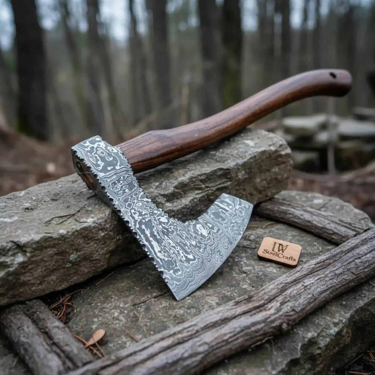 Custom Handmade Bearded Viking Axe With Damascus Steel Blade And Hardwood Handle | Jw Steelcrafts 1