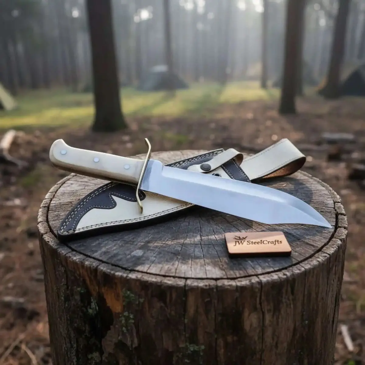 Handmade Sheffield Clip Point Bowie Knife, Polished Steel, Brass Guard 1