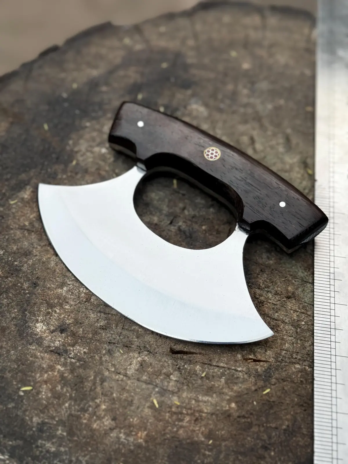 Handmade Stainless Steel Ulu Knife – Wenge Wood Handle | 5.5” Blade | Mosaic Pin | Jw Steelcrafts 1
