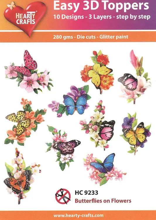 Easy 3D Toppers: Butterflies On Flowers 1