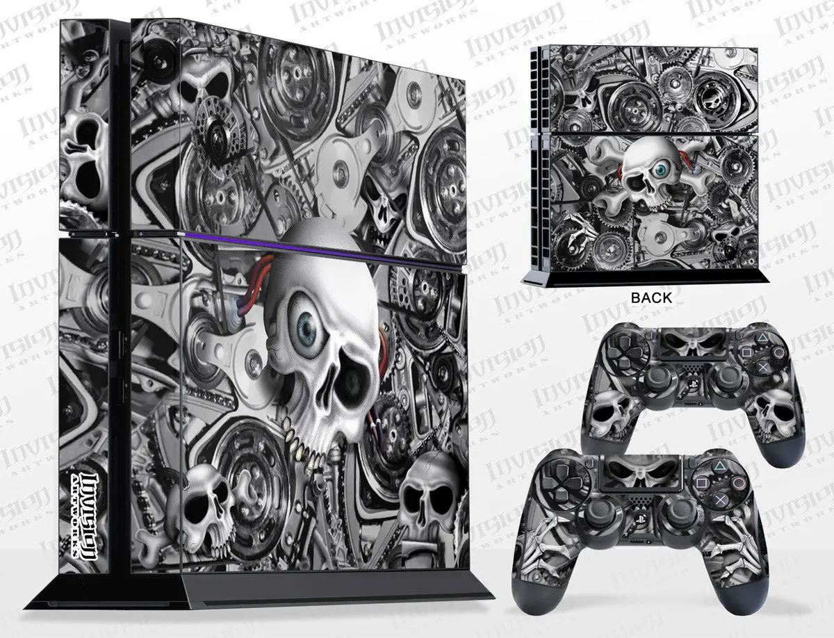 Sony Playstation 4 Graphics - Console Skin With 2 Controller Skins - Head Creeps 1