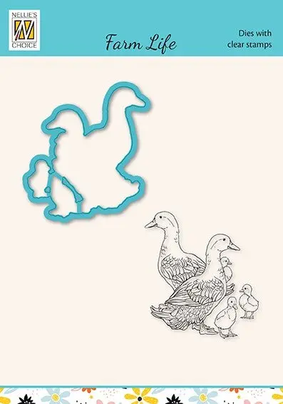Nellies Choice Die & Stamp Set - Farm Life - Duck Family 1