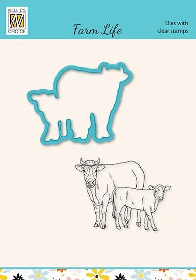 Nellies Choice Die & Stamp Set - Farm Life - Cow And Calf 1