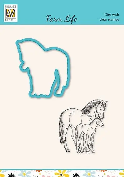 Nellies Choice Die & Stamp Set - Farm Life - Horse And Foal 1