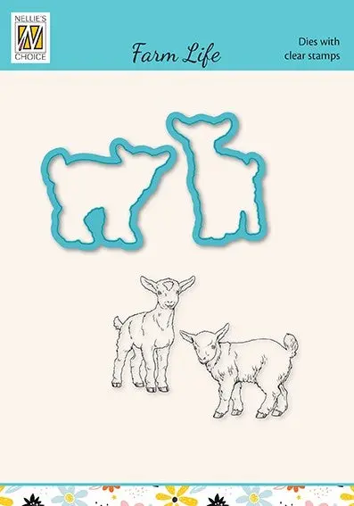 Nellies Choice Die & Stamp Set - Farm Life - Goats 1
