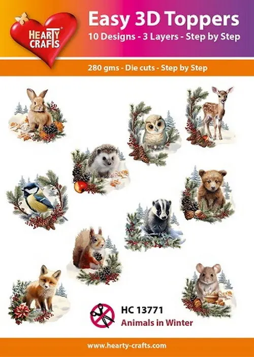 Hearty Crafts - Easy 3D-Toppers Animals In Winter 1
