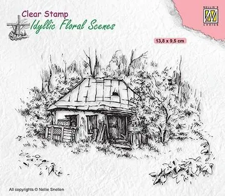 Idyllic Floral Scene Stamp Old Cottage 1
