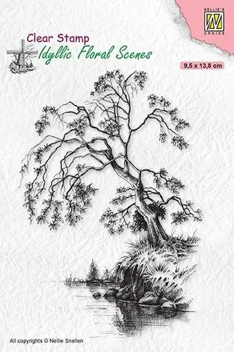 Idyllic Floral Scene Stamp Tree On Waterside 1