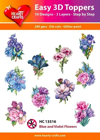 Hearty Crafts Easy 3D Toppers - Blue And Violet Flowers 1