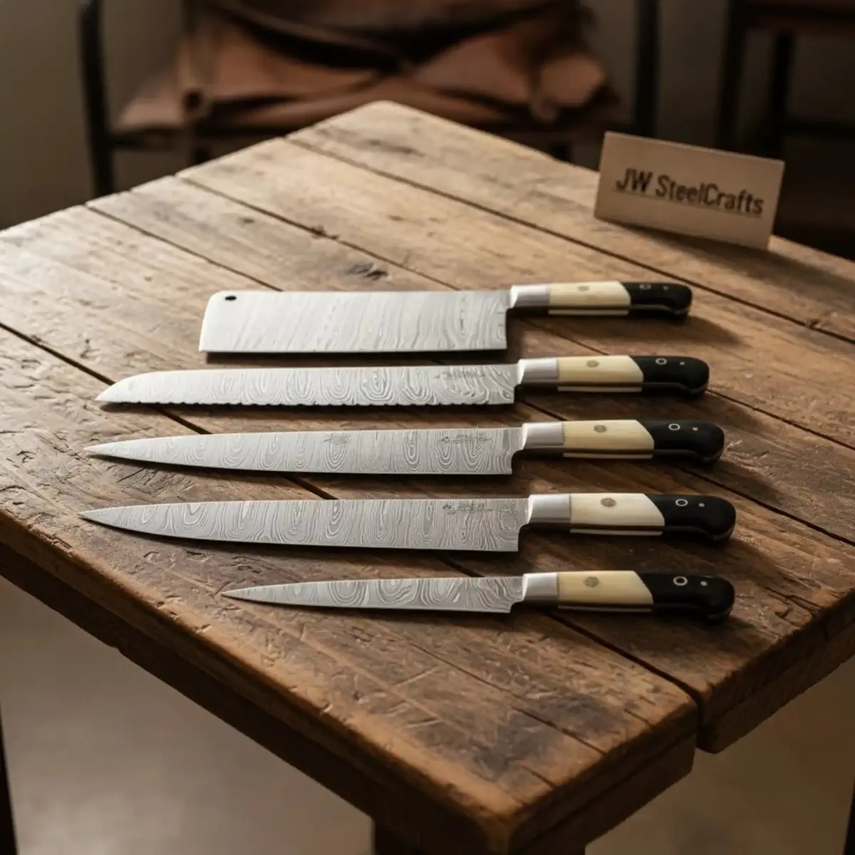 Handmade Damascus Steel Kitchen Knife Set, 5-Piece Collection 1