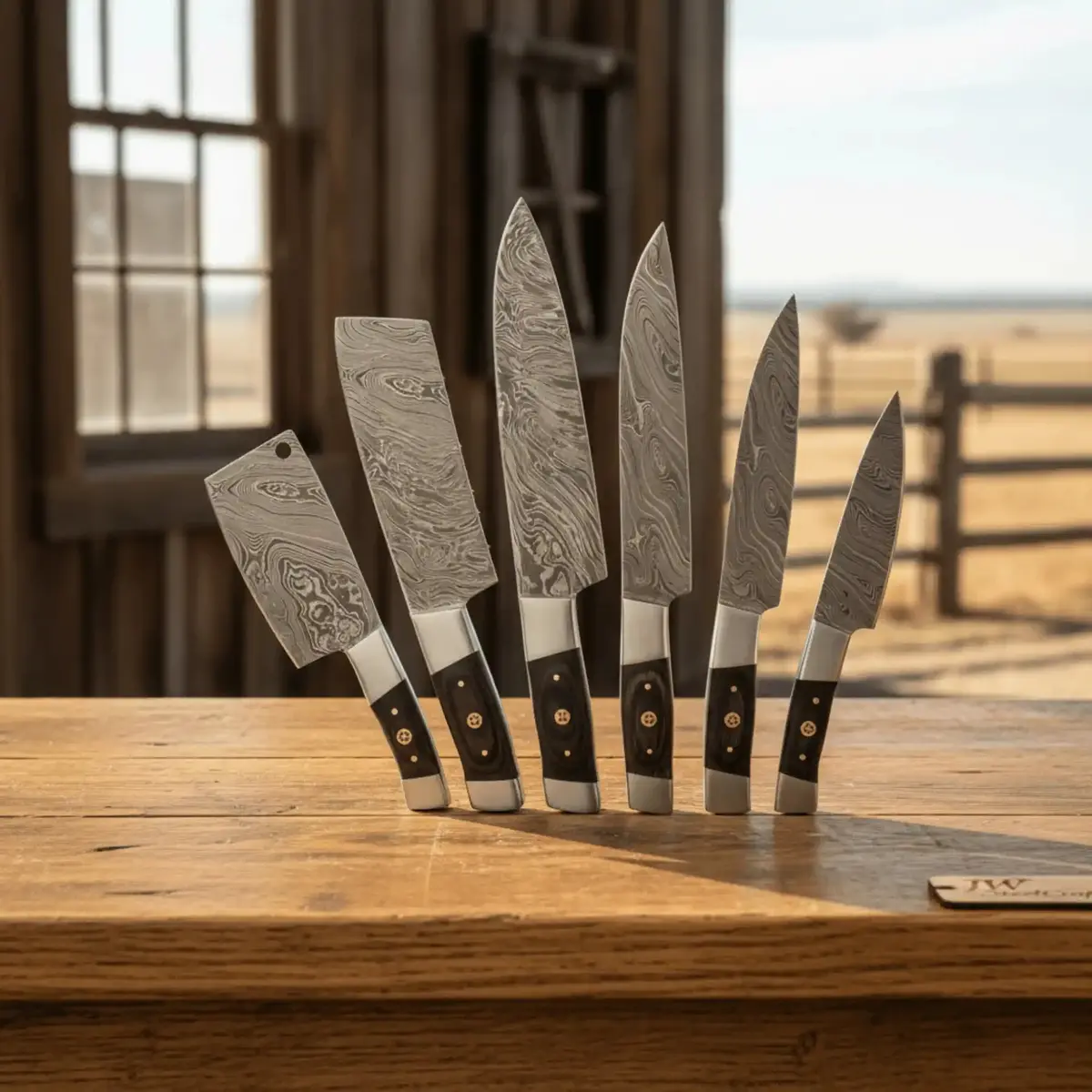 7-Piece Damascus Kitchen Knife Set - Professional Chef Collection With Dark Pakka Wood Handle 2