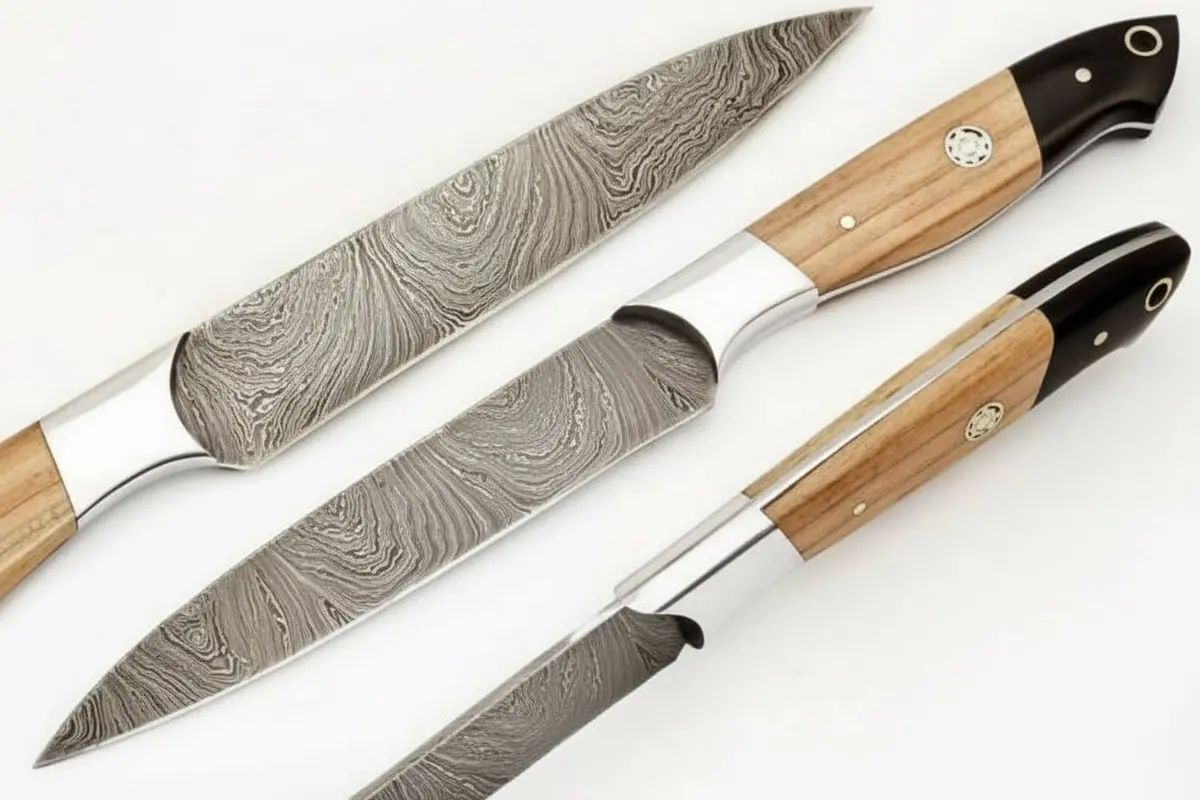 9" Handmade Damascus Steel Utility Knife With Olive Wood Handle 1