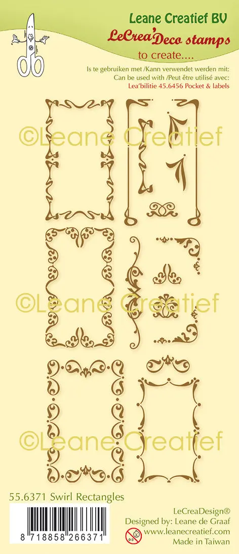 Lecreadesign Combi Clear Stamp Swirl Rectangles 1