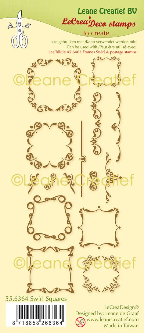Lecreadesign Combi Clear Stamp Swirl Squares 1