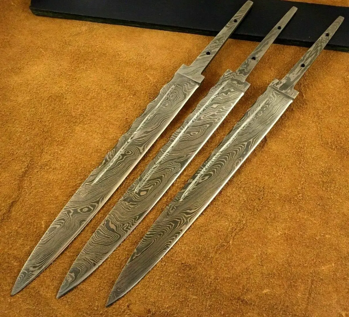 Lot Of 3 Handmade Damascus Steel Blade Blank-Scottish Dirk-Knife Making 1