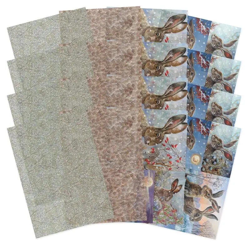 Meadow Hares At Wintertime Printed Parchment 1