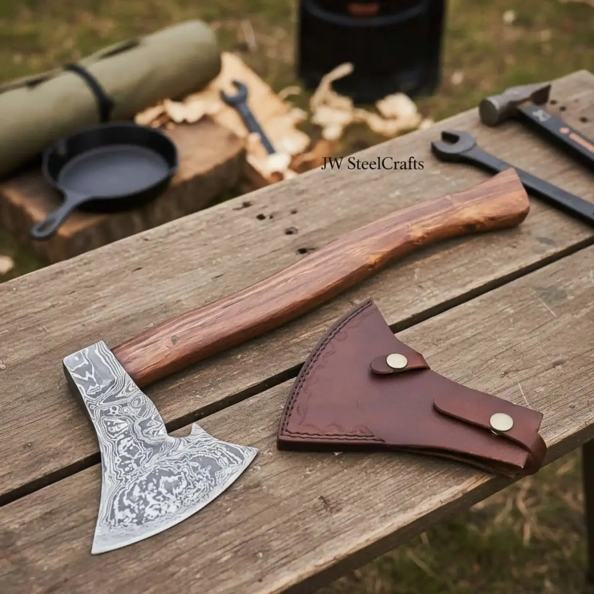 Medieval Norse Bearded Axe With Curved Hardwood Handle 1