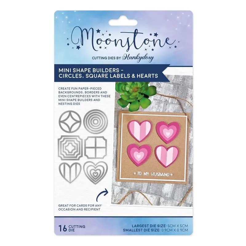 Moonstone Dies - Mini Shape Builders - Circles, Square Labels & Hearts 1
