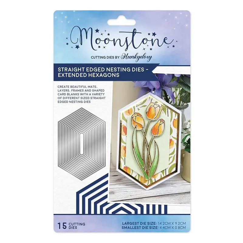 Moonstone Dies - Straight Edged Nesting Dies - Extended Hexagons 1