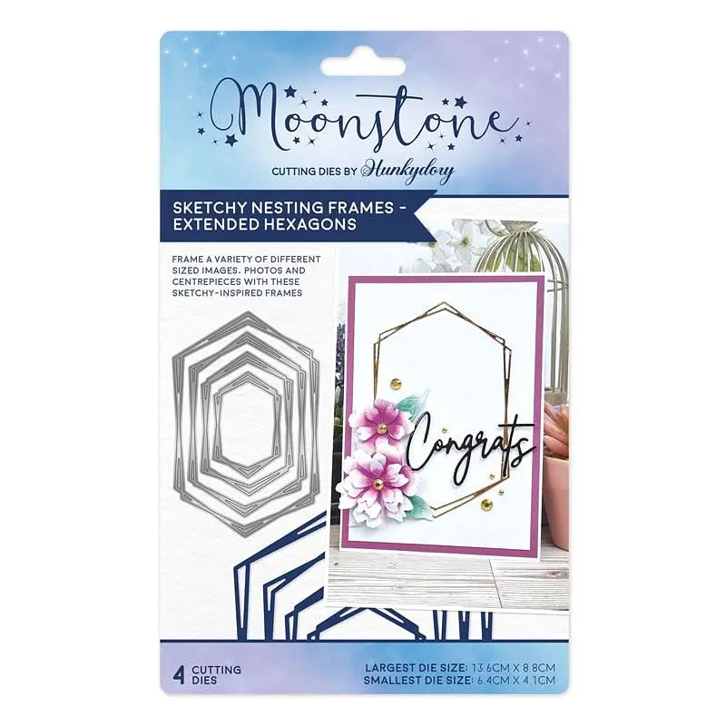 Moonstone Dies - Sketchy Nesting Frames - Extended Hexagons 1