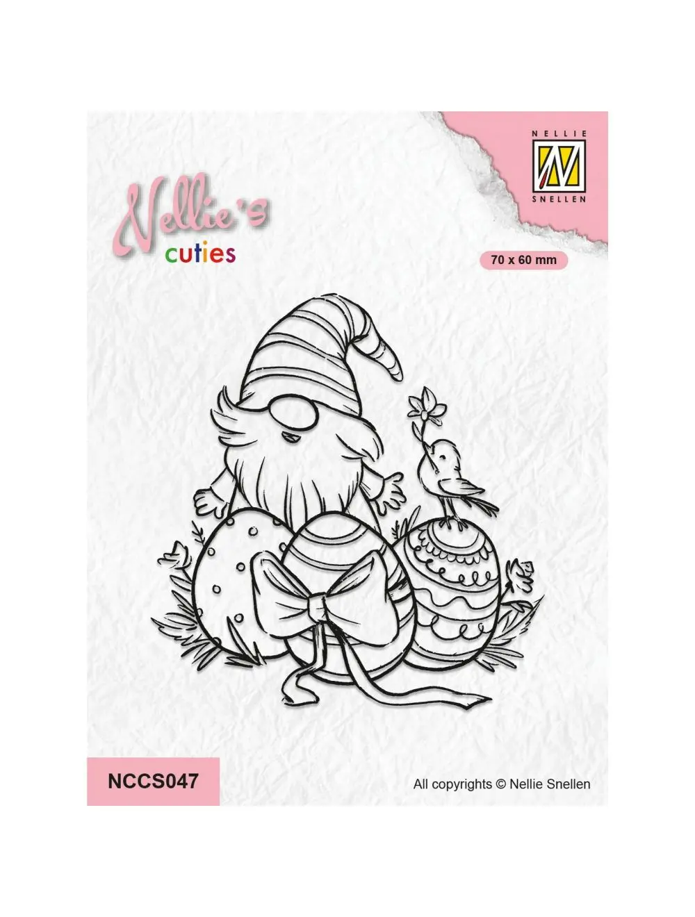Nellie Snellen • Nellie's Cuties Clear Stamp Easter Gnome With Little Birdy 1
