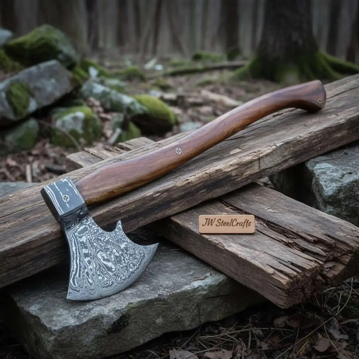 Norse Skeggøx Working Bearded Axe — 22” Long Handle With Pattern-Welded Damascus Blade 1