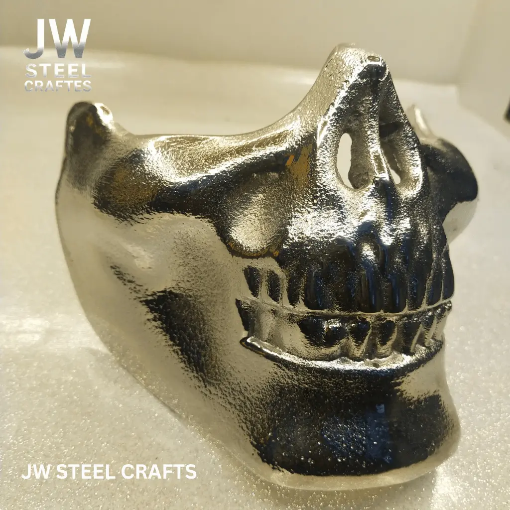 Polished Metal Skull Decor | Handmade Cast Aluminum Skull Sculpture 1